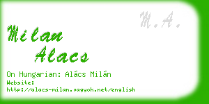 milan alacs business card