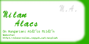 milan alacs business card